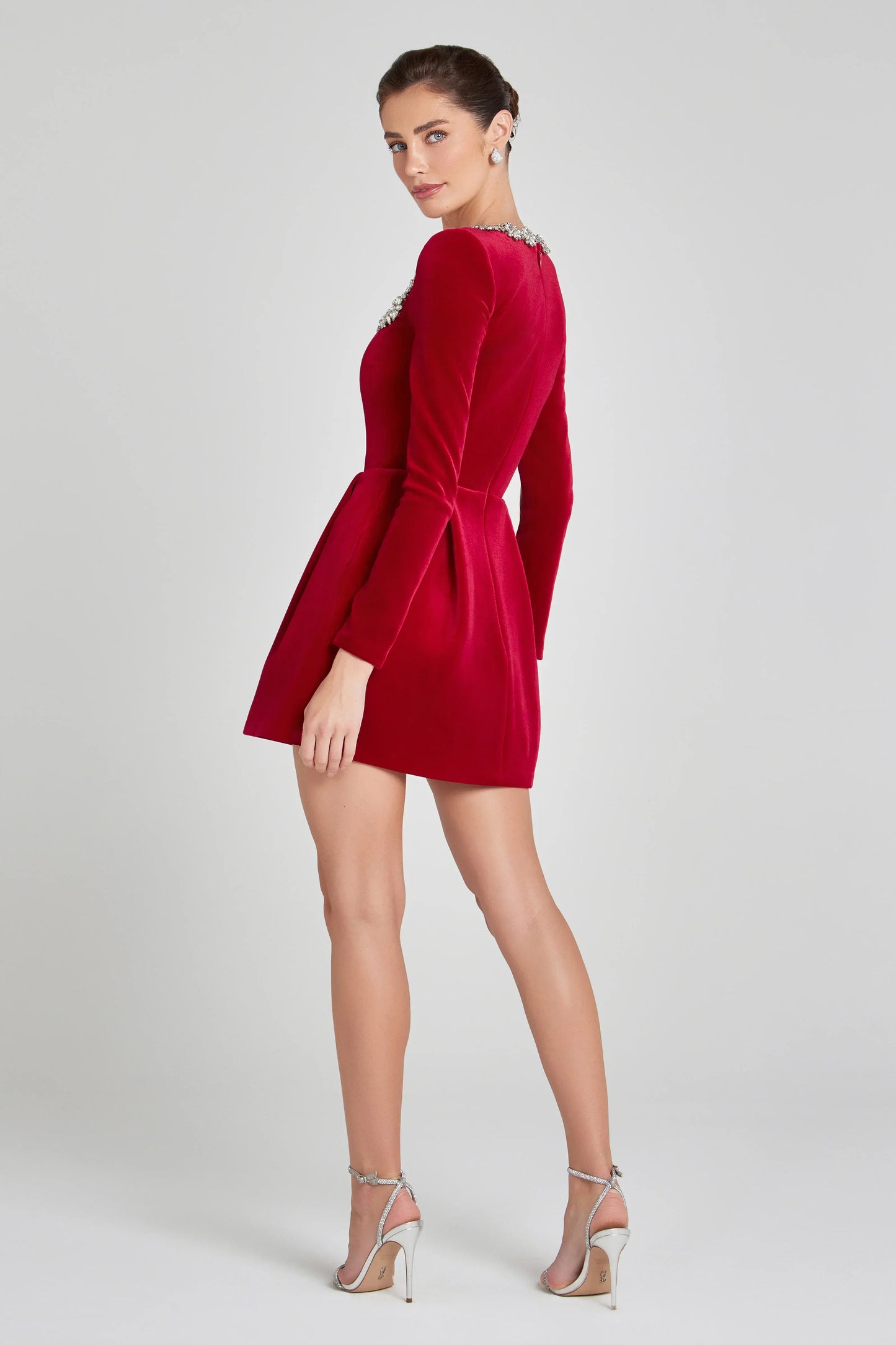 JADE CRYSTAL-NECK MINI DRESS