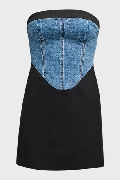 Jaelyn Patchwork Denim Mini Dress