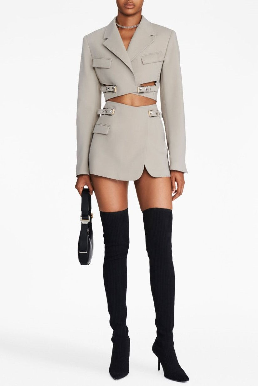 Jayla Cropped Cutout Blazer - Grey