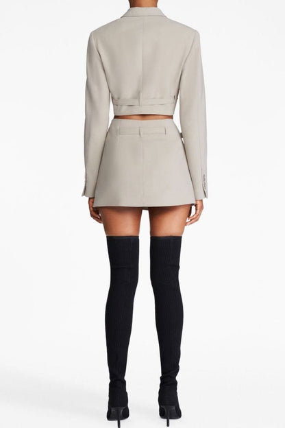 Jayla Cropped Cutout Blazer - Grey