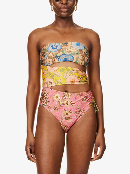 Junie Strapless Cutout Floral-Print Swimsuit
