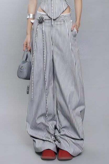 Karina Floral Stripe Lace Up Top