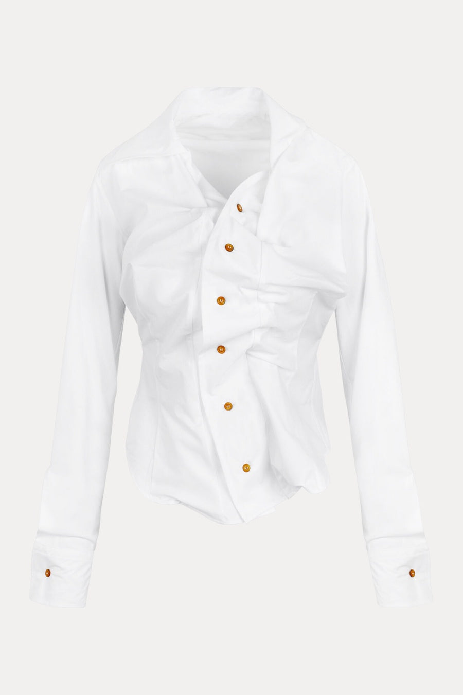 Keira Asymmetric Gathered Shirt - White