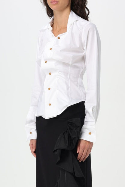 Keira Asymmetric Gathered Shirt - White