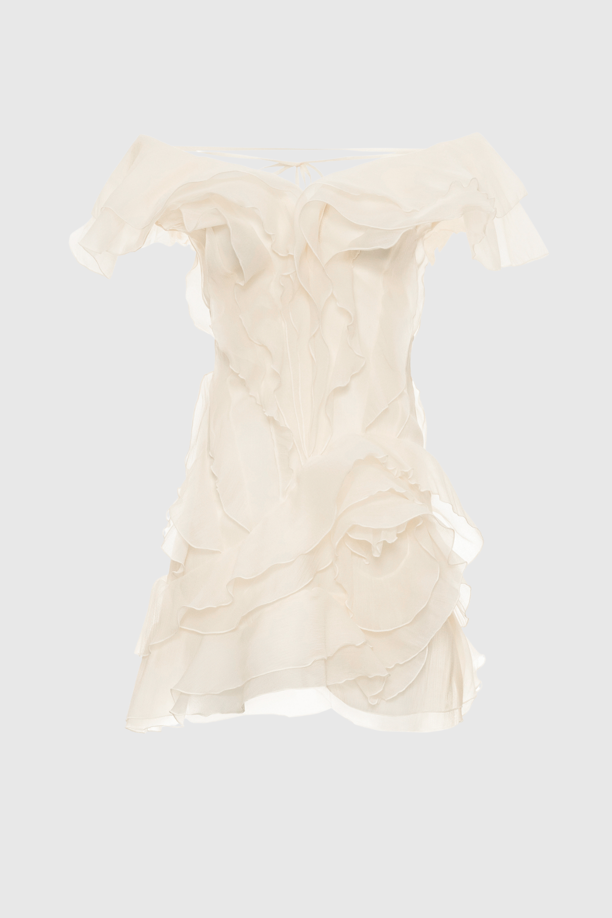 Kellan Off Shoulder Ruffle Mini Dress - Beige
