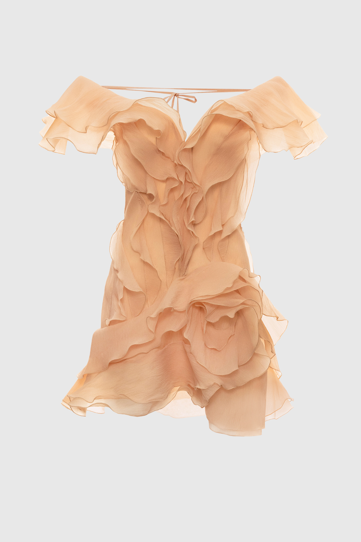 Kellan Off Shoulder Ruffle Mini Dress - Brown