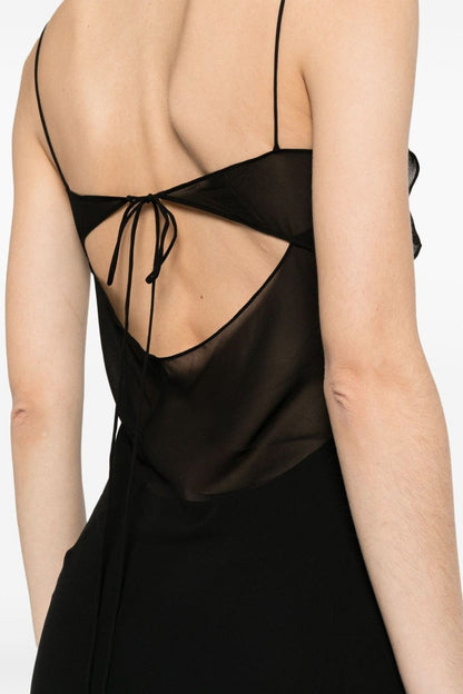 Kenzia Asymmetric Ruffle Midi Dress - Black