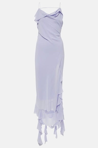 Kenzia Asymmetric Ruffle Midi Dress - Purple