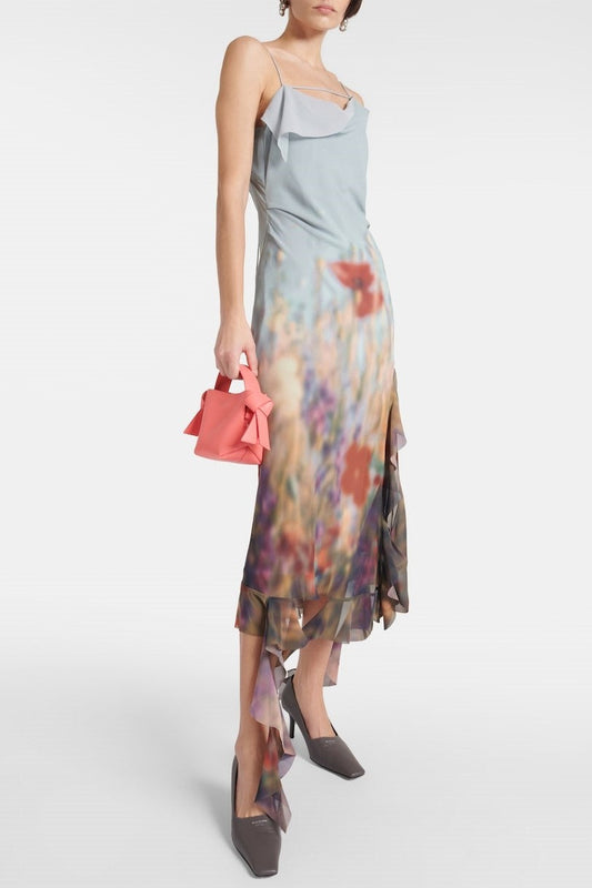 Kenzia Printed Asymmetric Ruffle Midi Dress