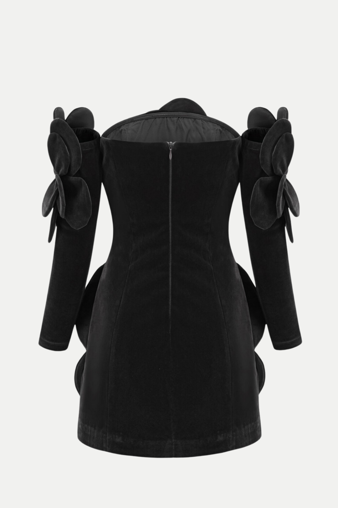 Kerio Floral Appliqué Velvet Mini Dress - Black