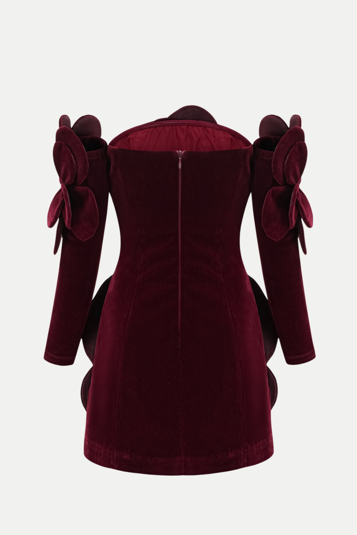 Kerio Floral Appliqué Velvet Mini Dress - Red