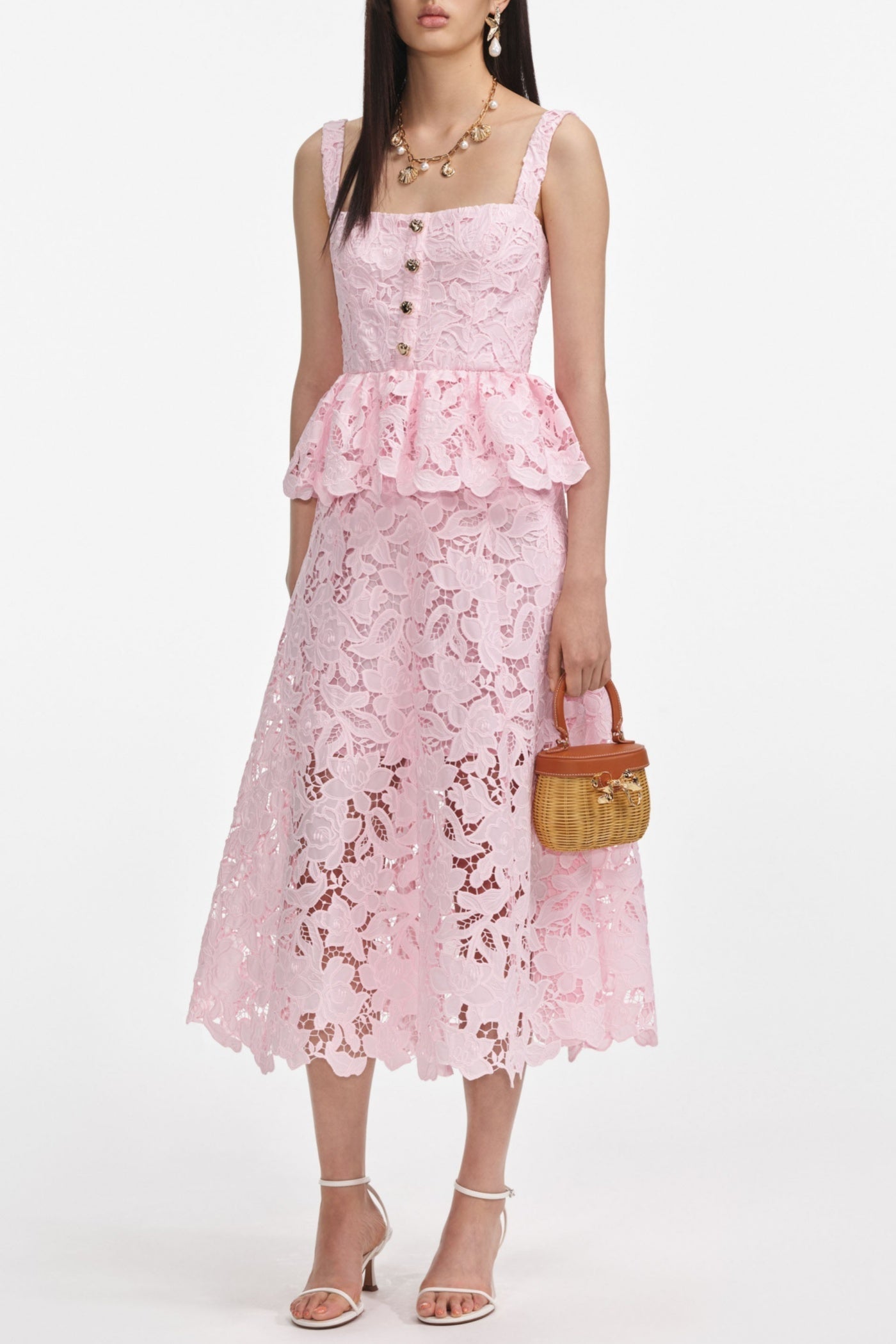 Lacinda Lace Peplum Midi Dress