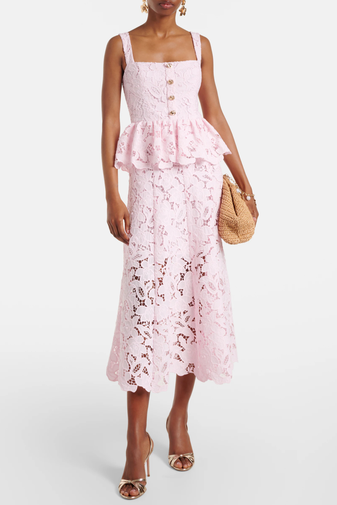 Lacinda Lace Peplum Midi Dress