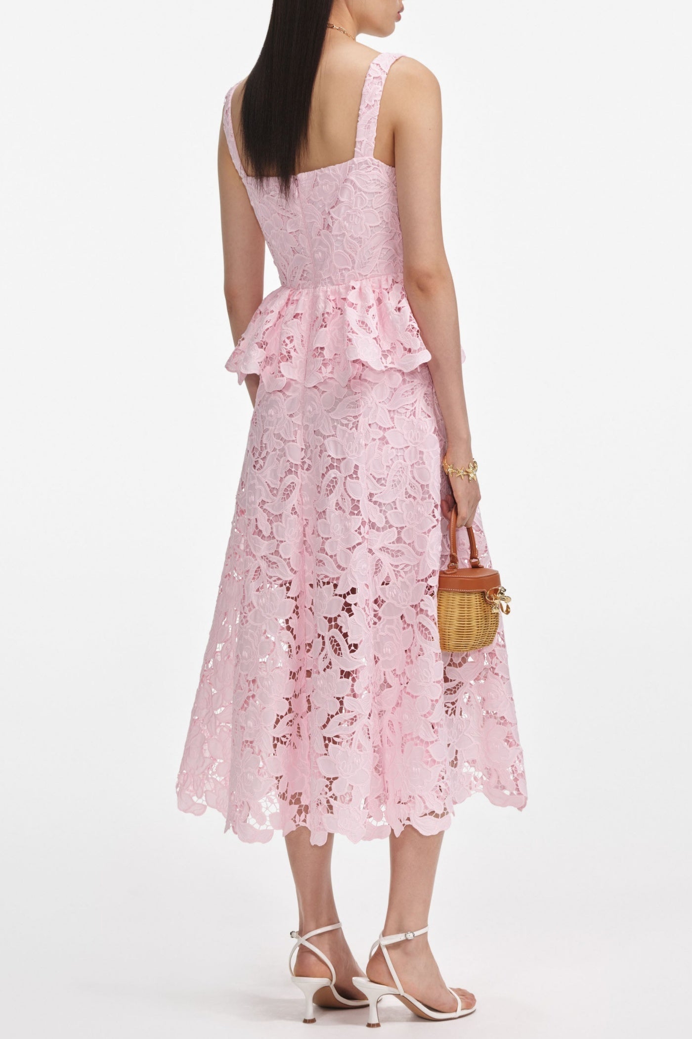Lacinda Lace Peplum Midi Dress