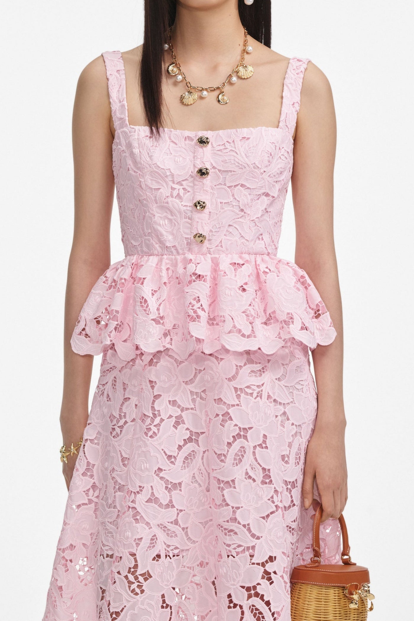 Lacinda Lace Peplum Midi Dress