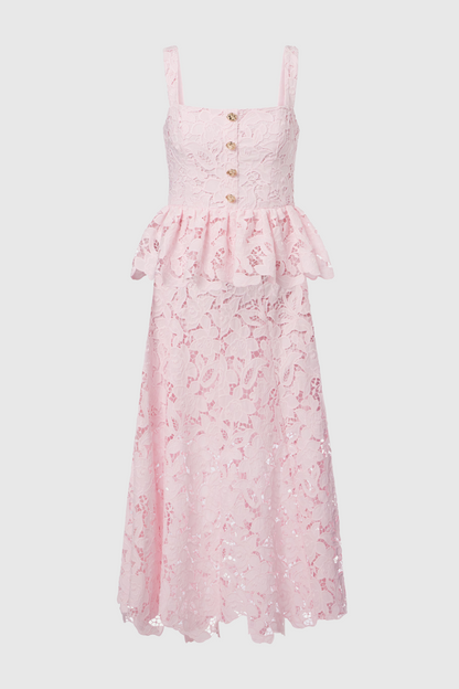 Lacinda Lace Peplum Midi Dress