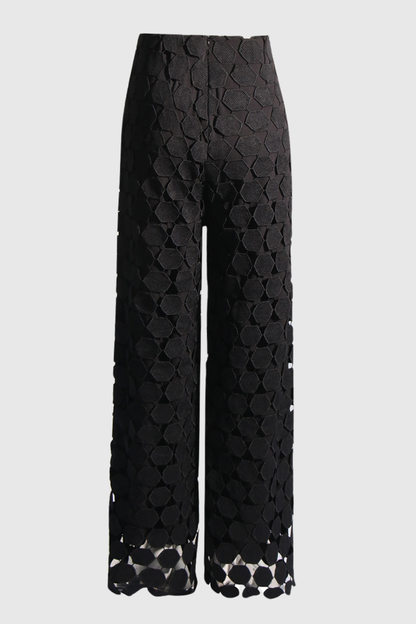 Ladza Circle Fringe Pants - Black