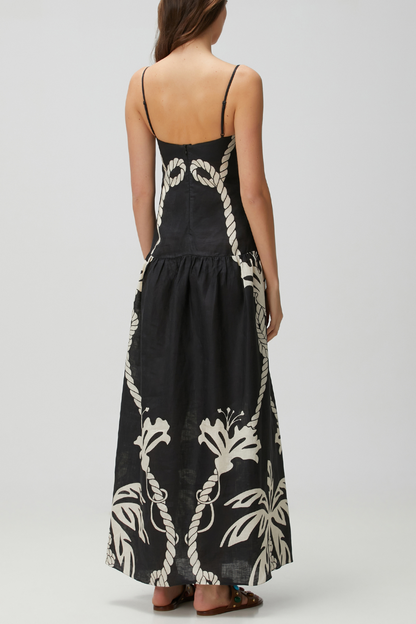 Lawerey Print Linen Maxi Dress