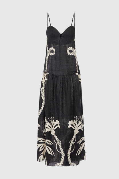 Lawerey Print Linen Maxi Dress