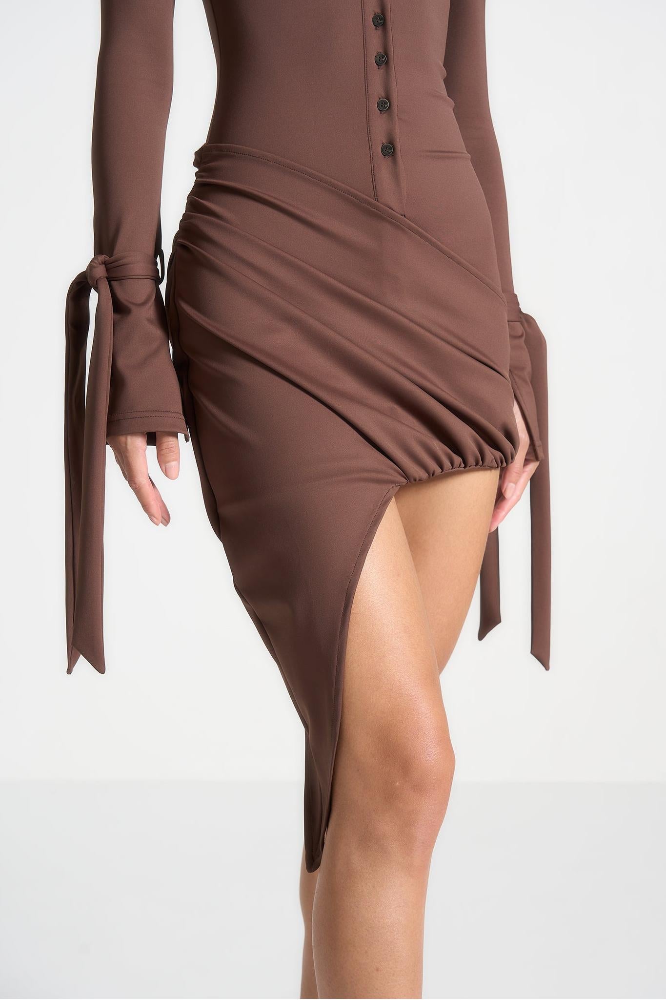 Lazuli Draped Asymmetric Mini Dress