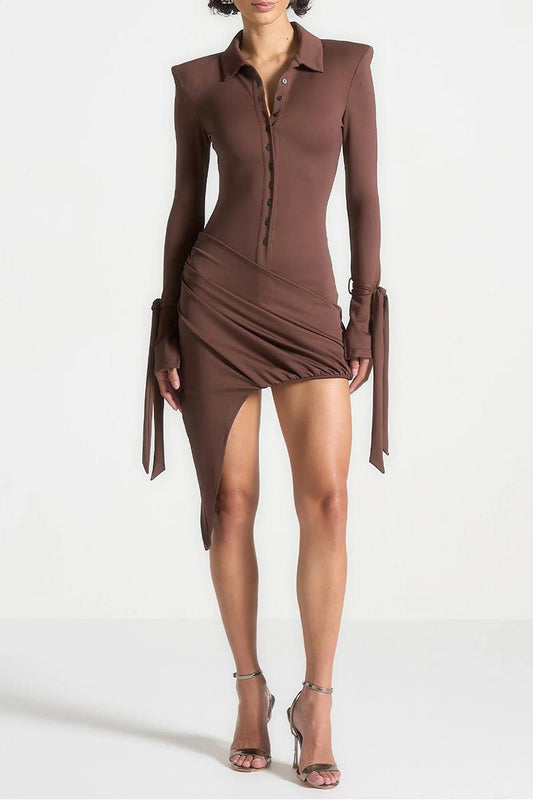 Lazuli Draped Asymmetric Mini Dress