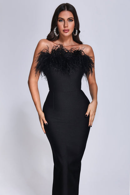 Leah Feather Maxi Bandage Dress