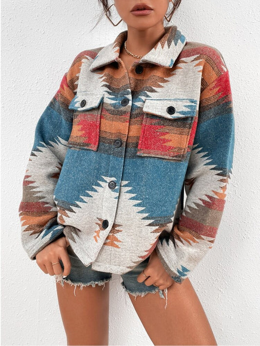 DressBetty - Lapel Geometric Figure Jacquard Jacket