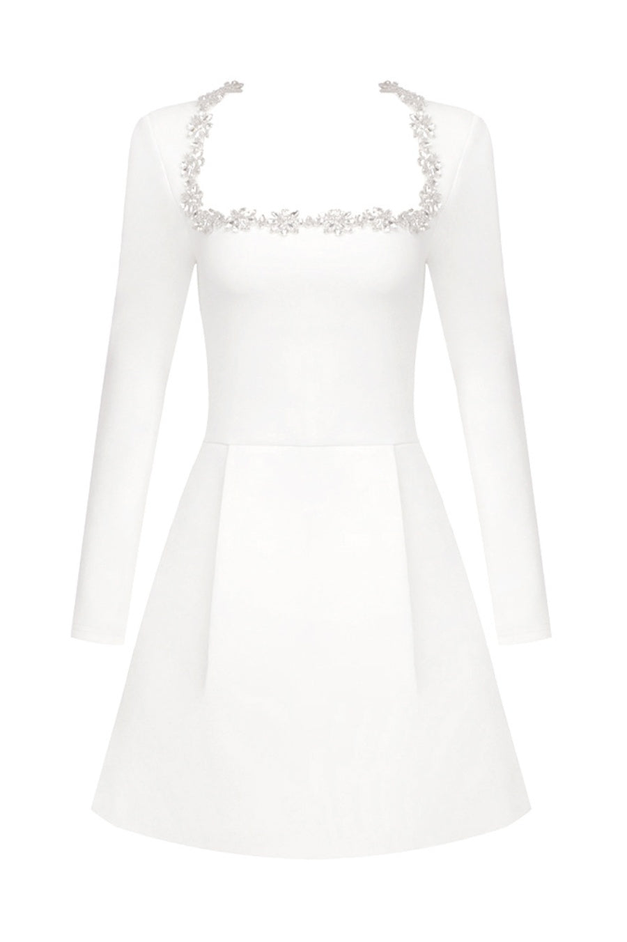 Lilay Diamante Square Collar Mini Bandage Dress - White