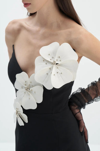 Lilith Floral Strapless Maxi Bandage Dress