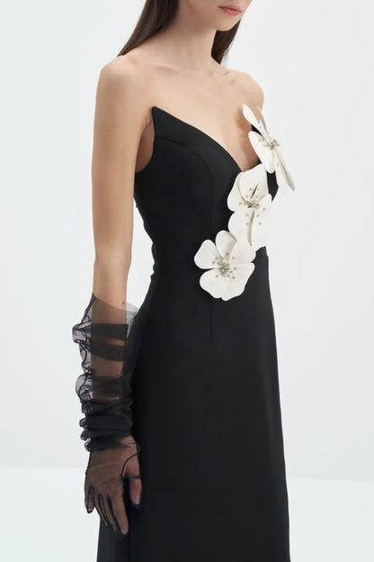 Lilith Floral Strapless Maxi Bandage Dress