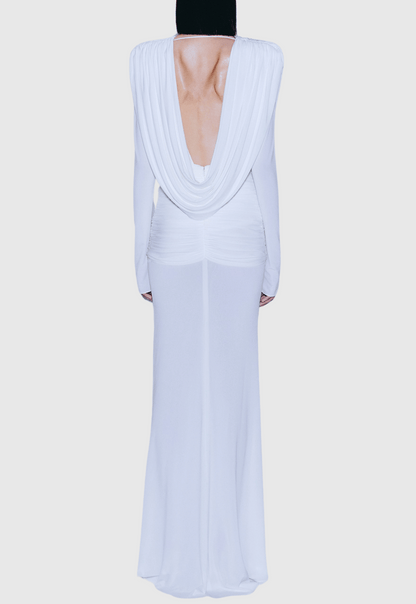 Linus V-neck Draped Backless Maxi Dress