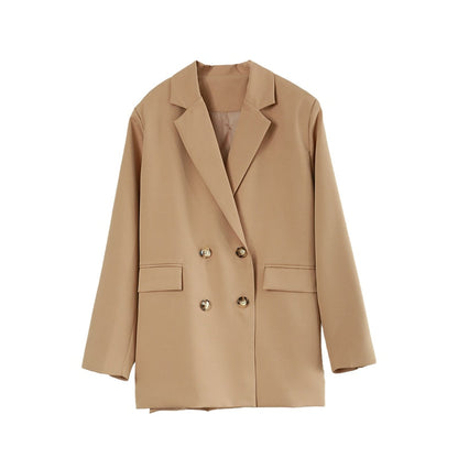 DressBetty - Pink Khaki Vintage Notched Collar Pocket Blazer