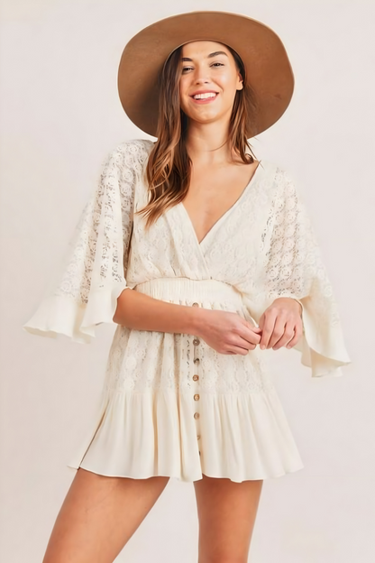 Luna™ | White Lace Romper – Women's Boho Outfit
