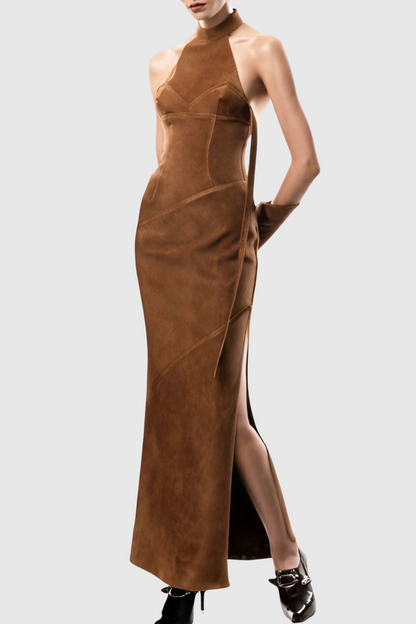 Maibe Halter Split Maxi Dress