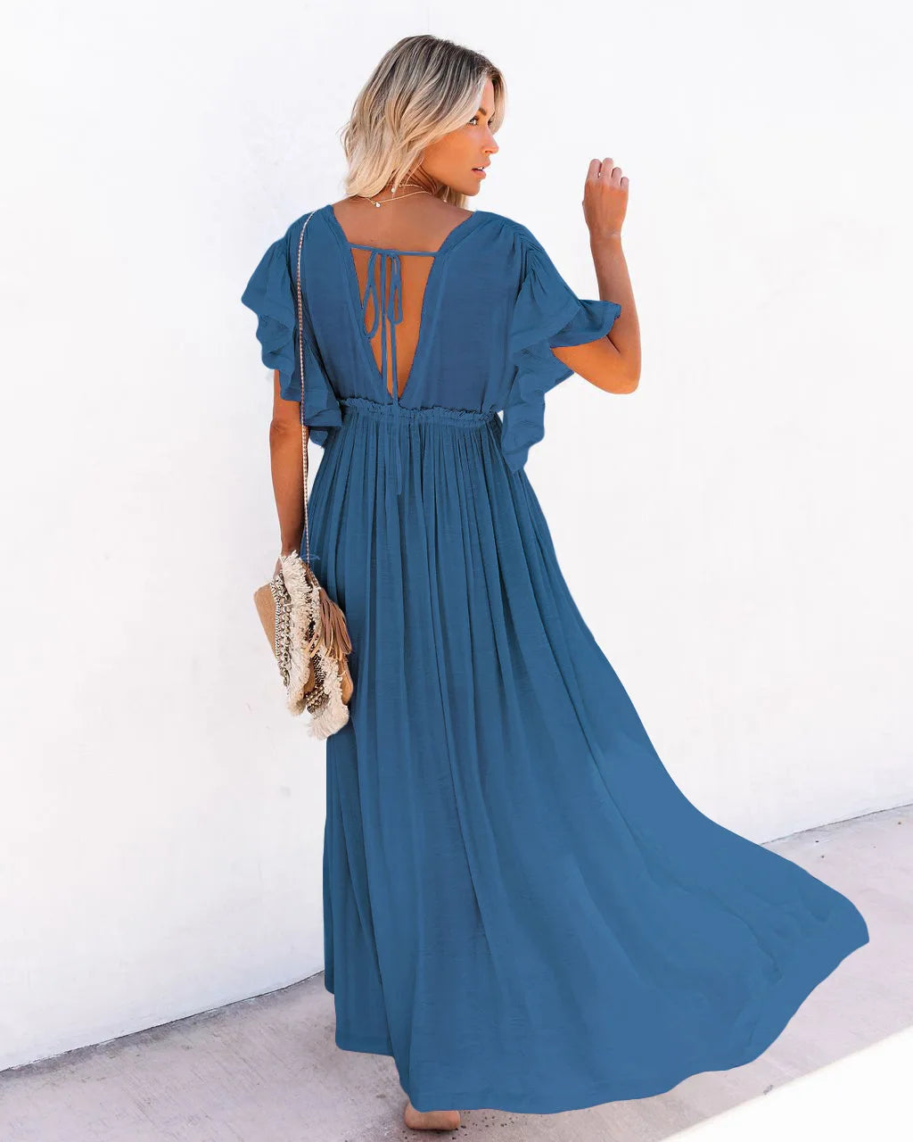DressBetty - 2024 Elegant V-neck Maternity Boho Dress for Photoshoot