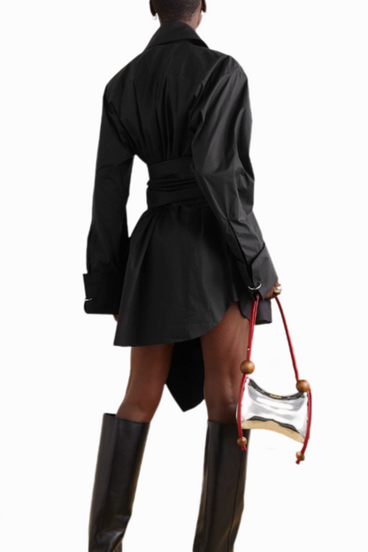 Matia Buckle Ruched Mini Shirtdress