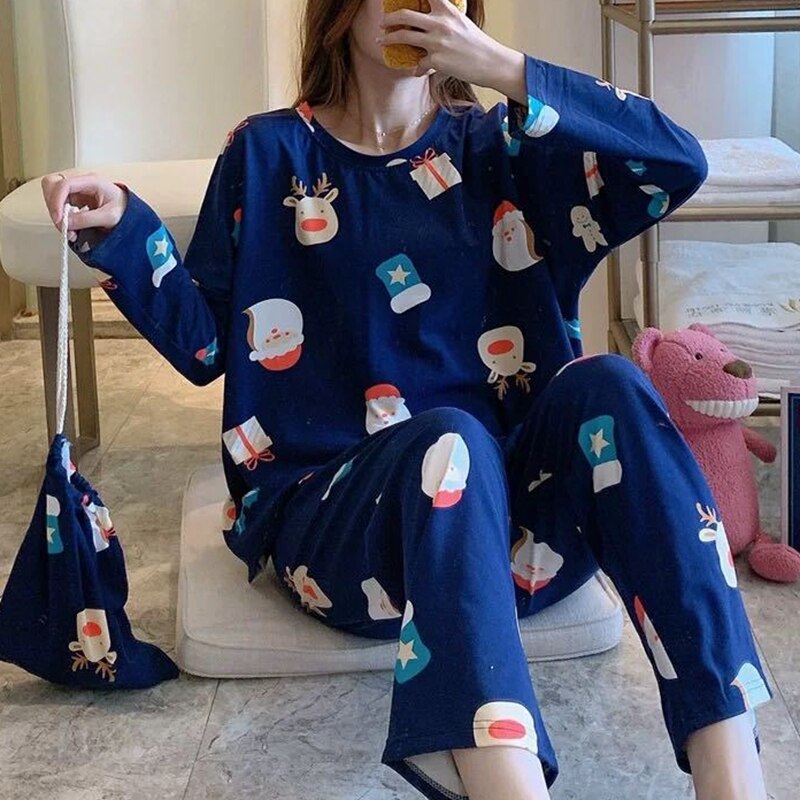 DressBetty - Merry Christmas Pajamas Set Casual Matching Set Full Sleeve Tops+Pants 2 Pieces