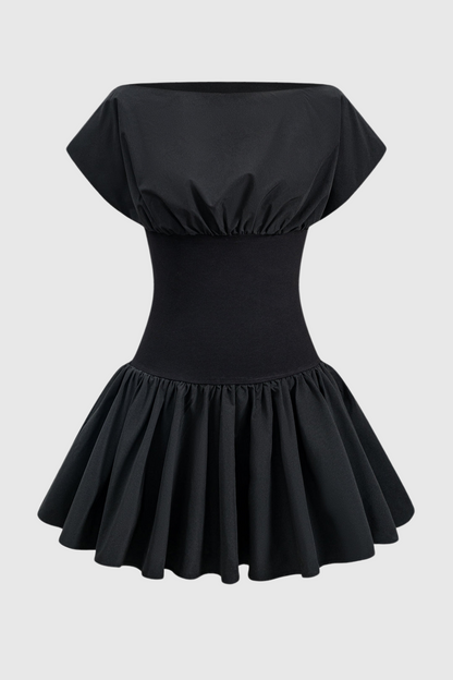 Michael Ruched Patchwork Mini Dress - Black