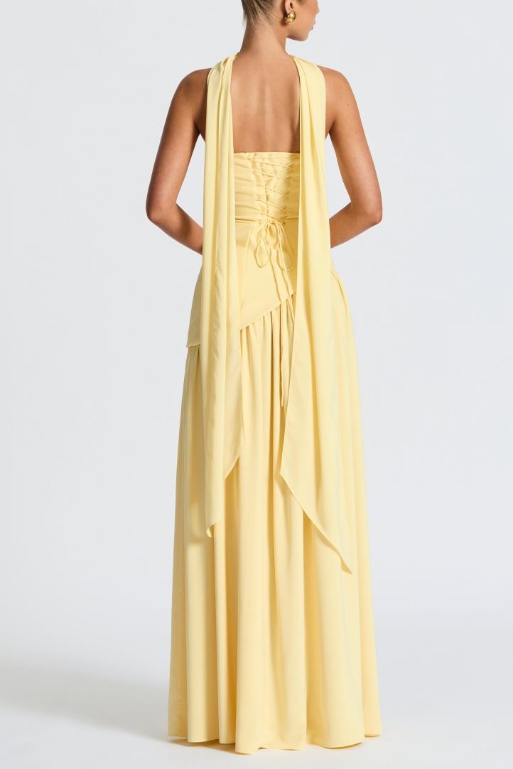 Miloni Strapless Split Maxi Dress - Yellow