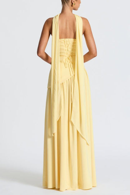 Miloni Strapless Split Maxi Dress - Yellow