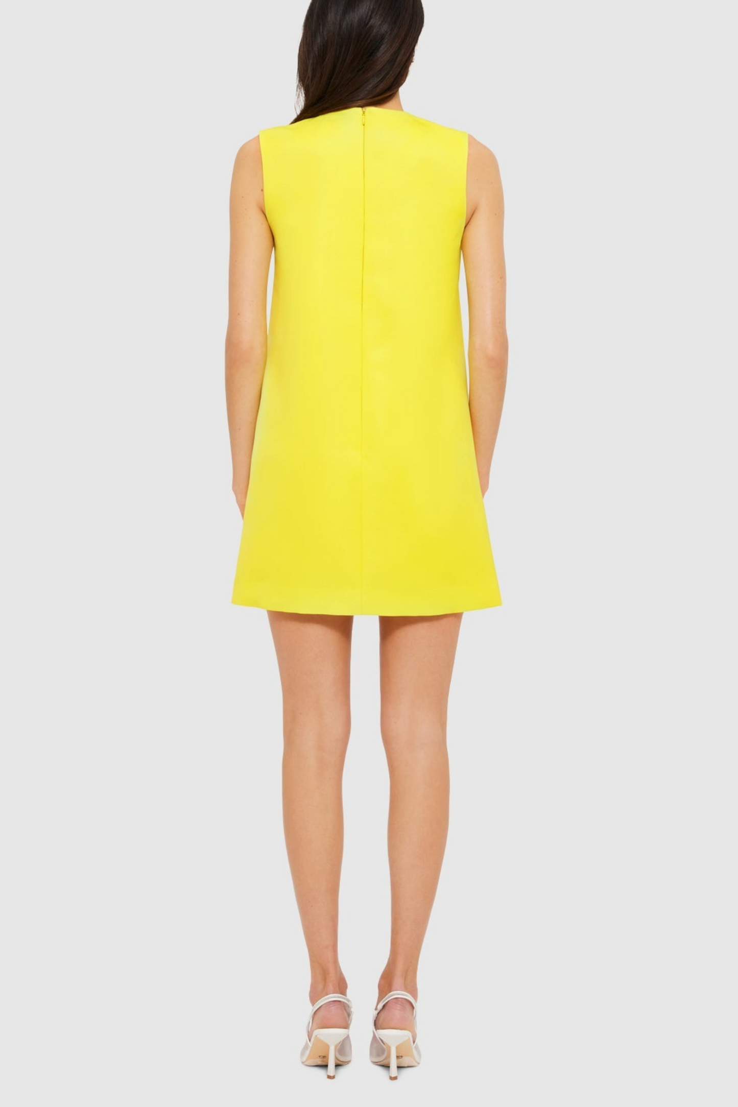 Mimoza Floral Appliqué Sleeveless Mini Dress - Yellow