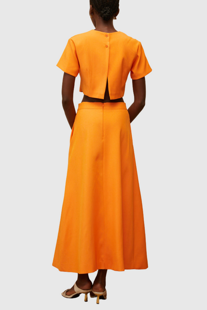 Mimoza Floral Appliqué Two Piece Set - Orange