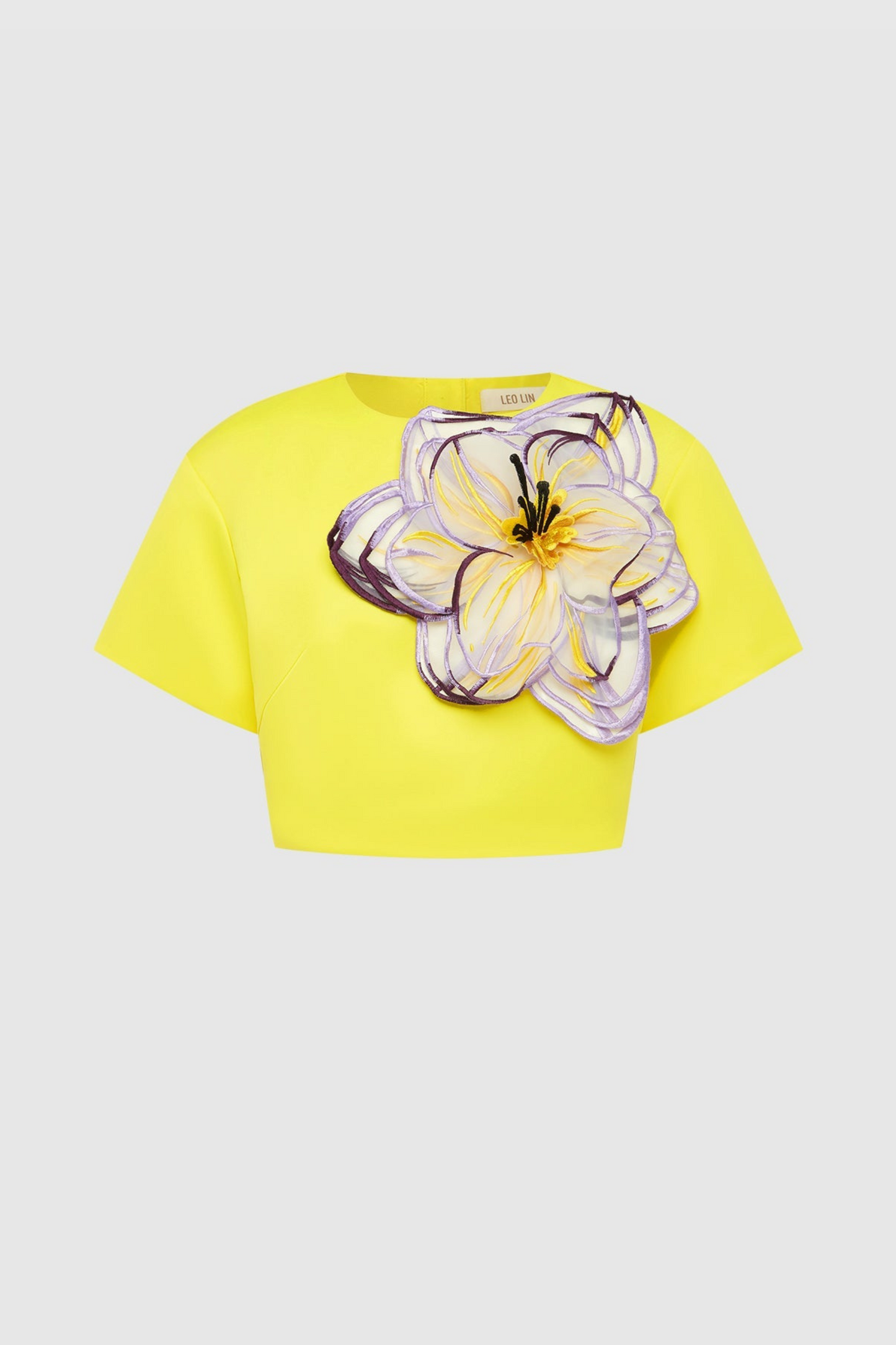 Mimoza Floral Appliqué Two Piece Set - Yellow