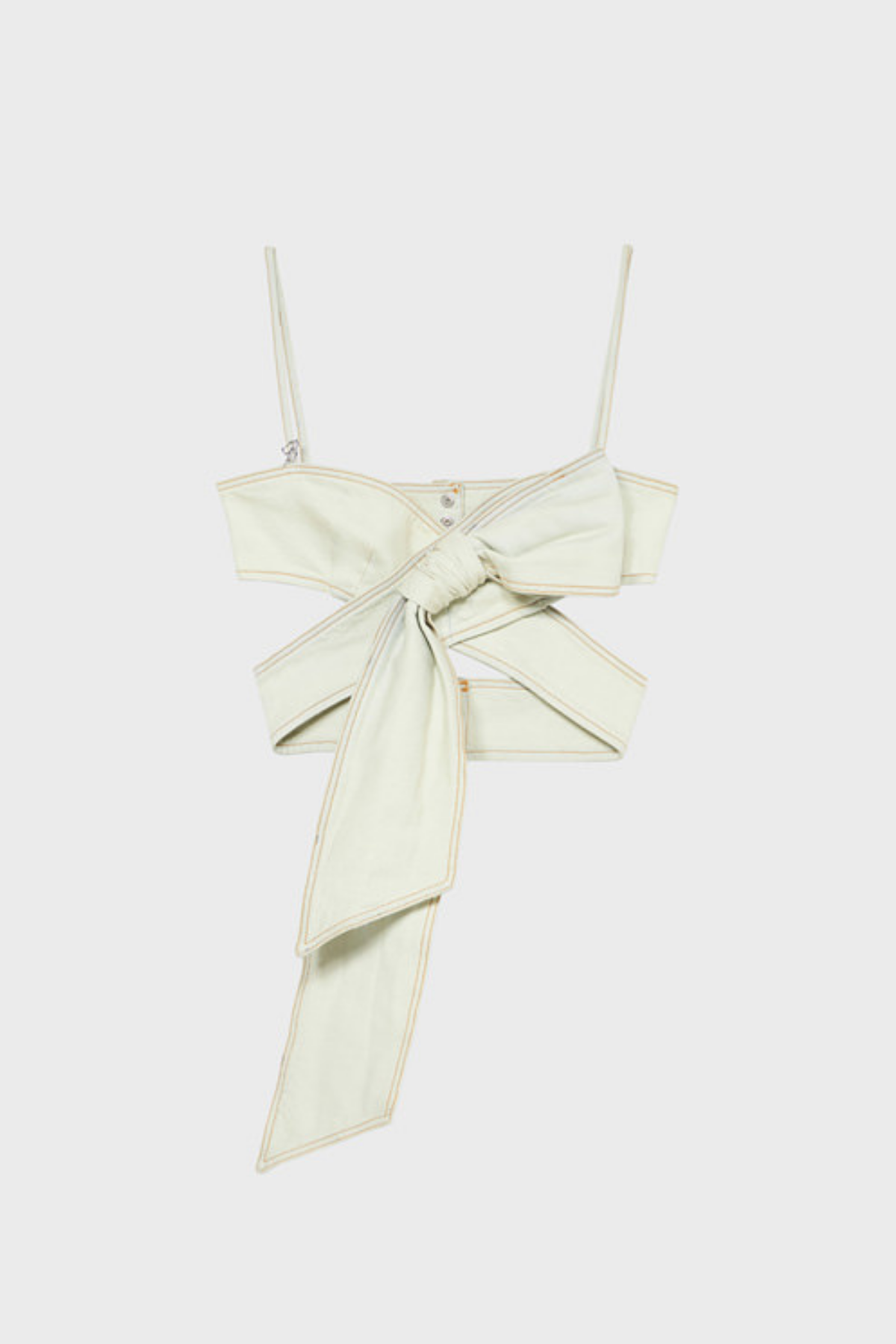Camille Bow Denim Top - White