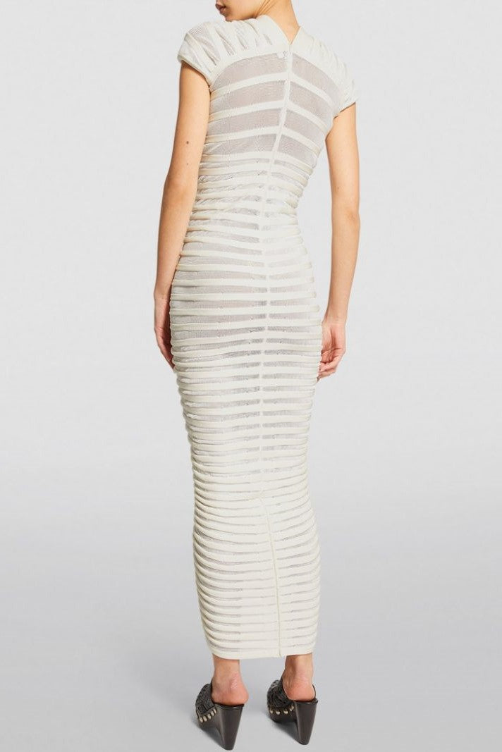 Miria Ruched Cross Knit Maxi Dress