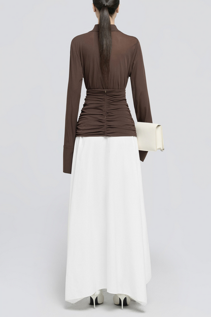 Mirzana Waist-cinched Draped Maxi Shirt Dress
