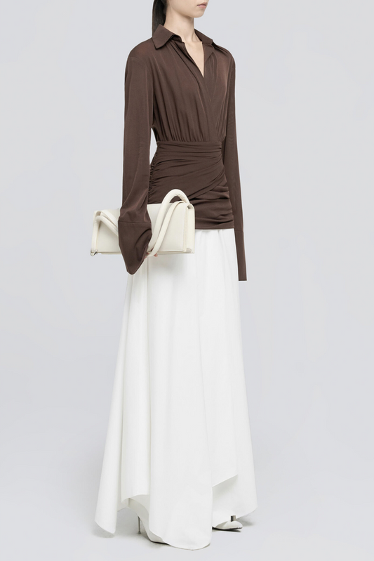 Mirzana Waist-cinched Draped Maxi Shirt Dress