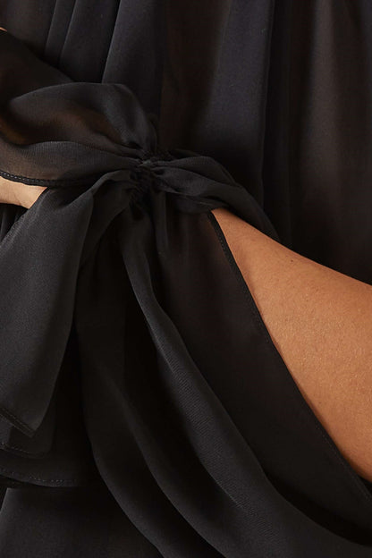 Mistee Asymmetric Slit-sleeve Blouse - Black