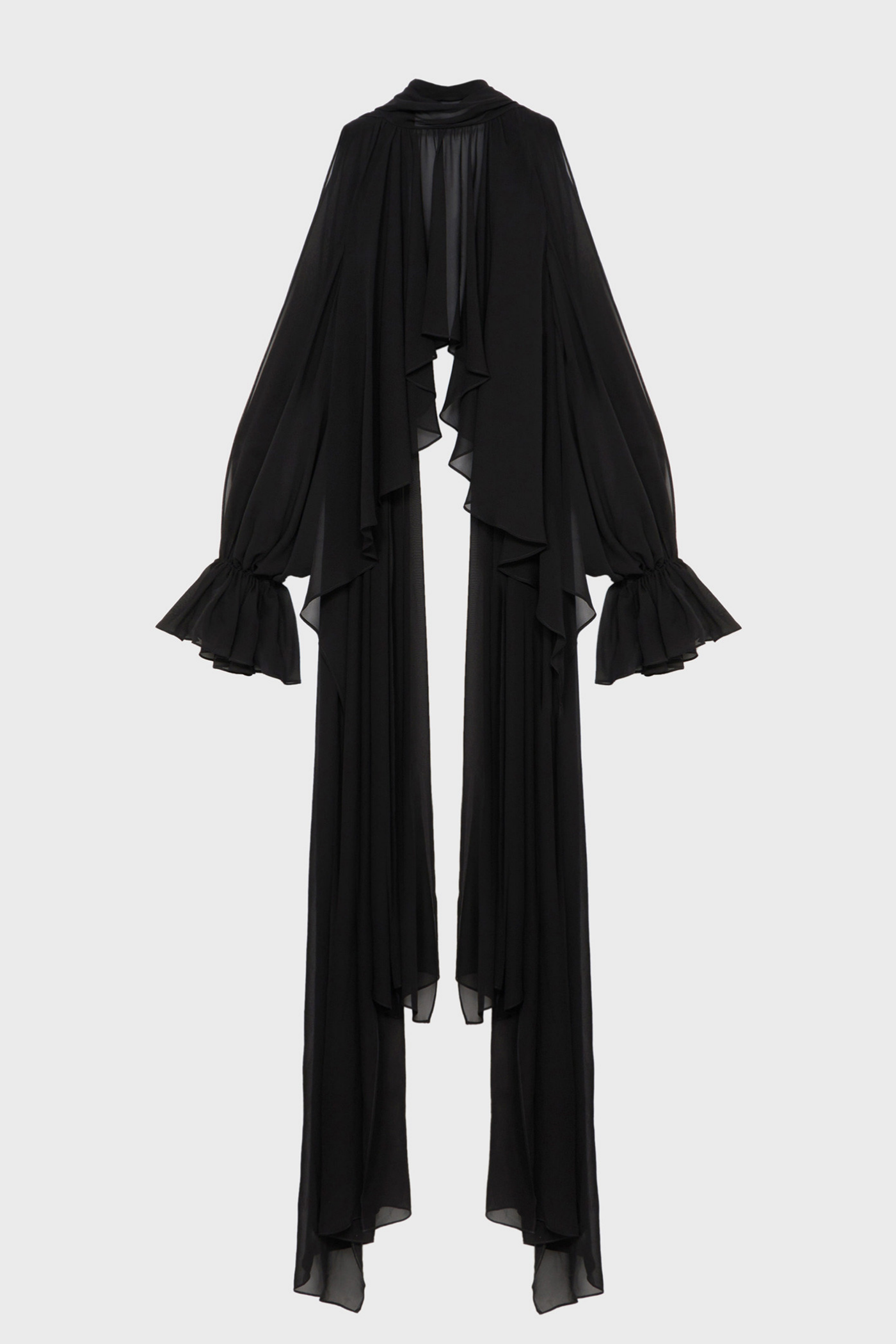 Mistee Asymmetric Slit-sleeve Blouse - Black