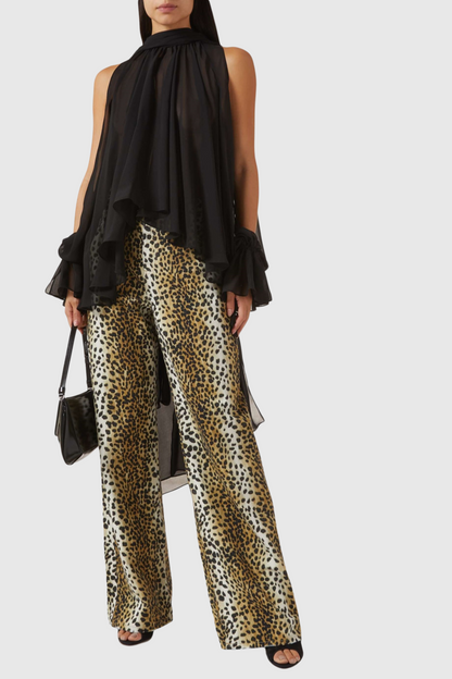 Mistee Asymmetric Slit-sleeve Blouse - Black